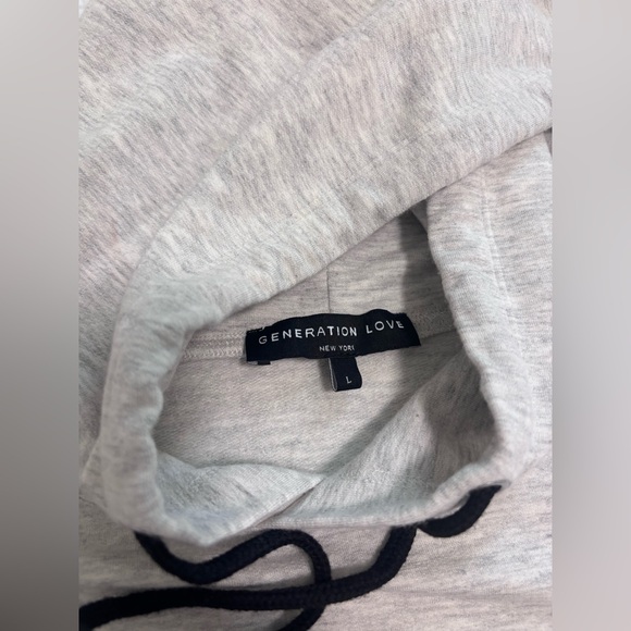 Generation Love Heather Gray Hoodie with Black Leather Accents - Picture 3 of 13
